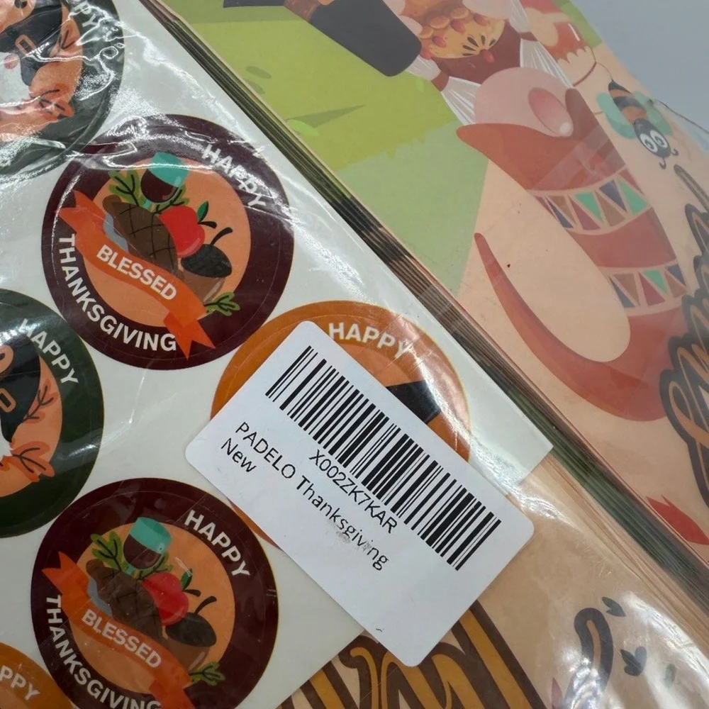 PADELO Thanksgiving Treat Bags Gnome Turkey Stickers Autumn Holiday Set of 24